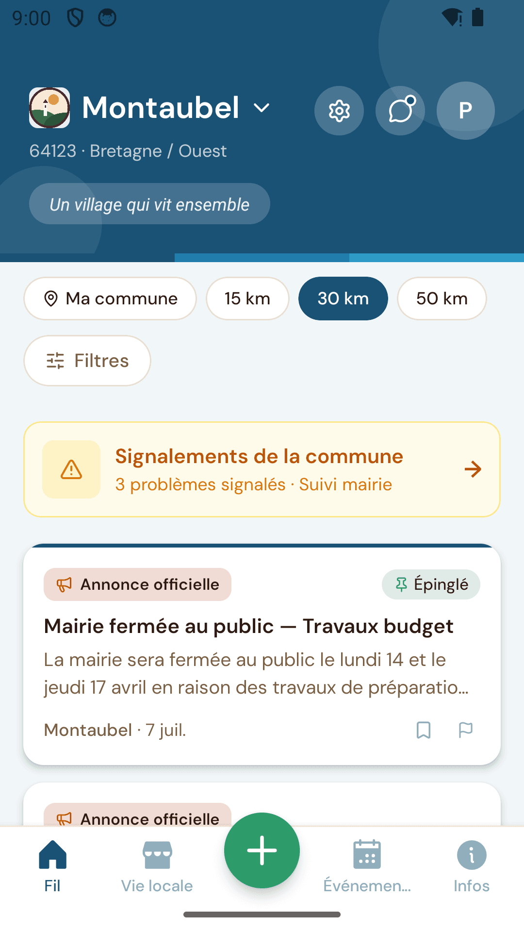 Le fil de la commune avec le thème Atlantique et un bandeau horizontal
